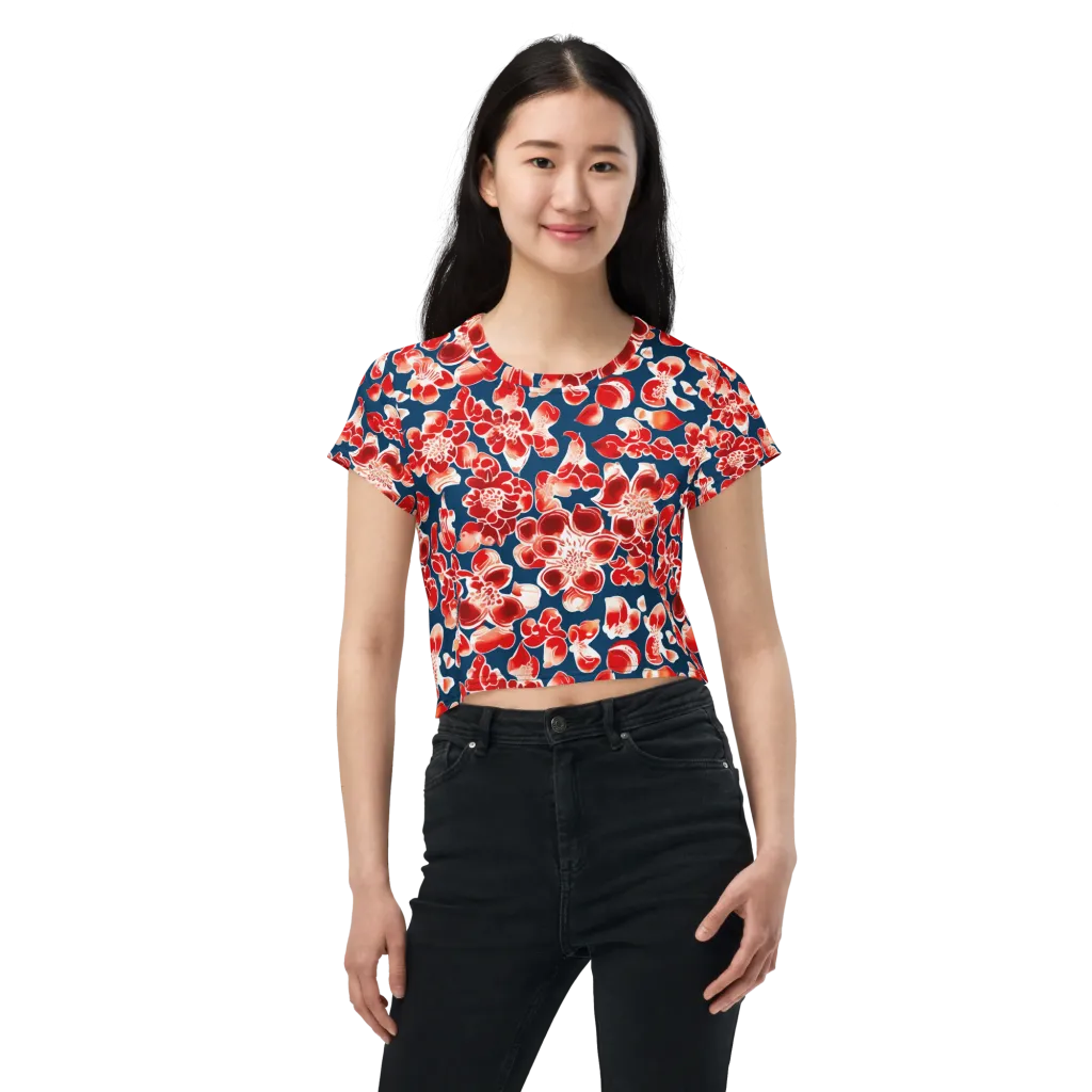 Crimson Midnight on Crop Tee — Front
