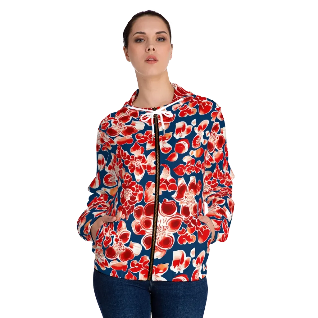 Crimson Midnight on Women's Full-Zip Hoodie — Front On Person