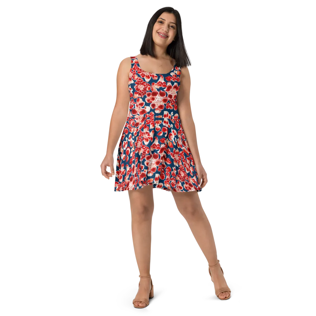 Crimson Midnight on Skater Dress — Front