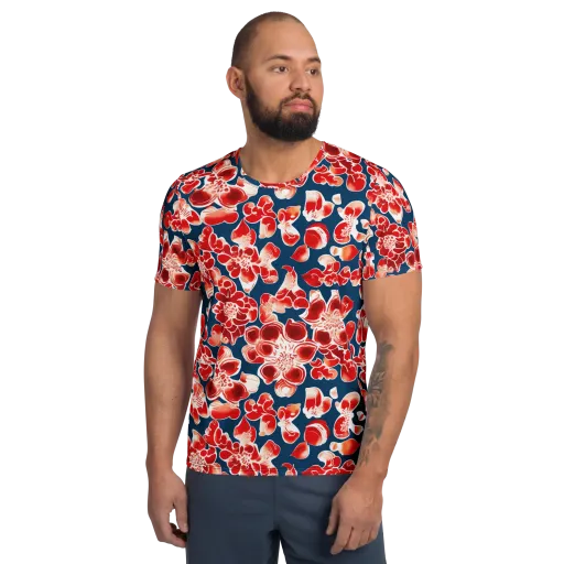 Crimson Midnight on a Men's Athletic T-Shirt