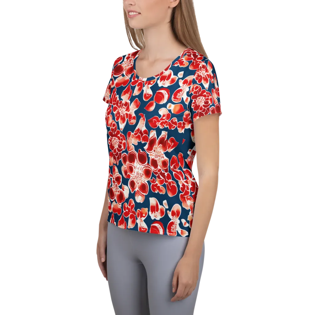 Crimson Midnight on Women's Athletic T-Shirt — Left