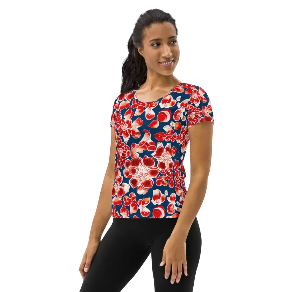 Crimson Midnight on Women's Athletic T-Shirt — Left