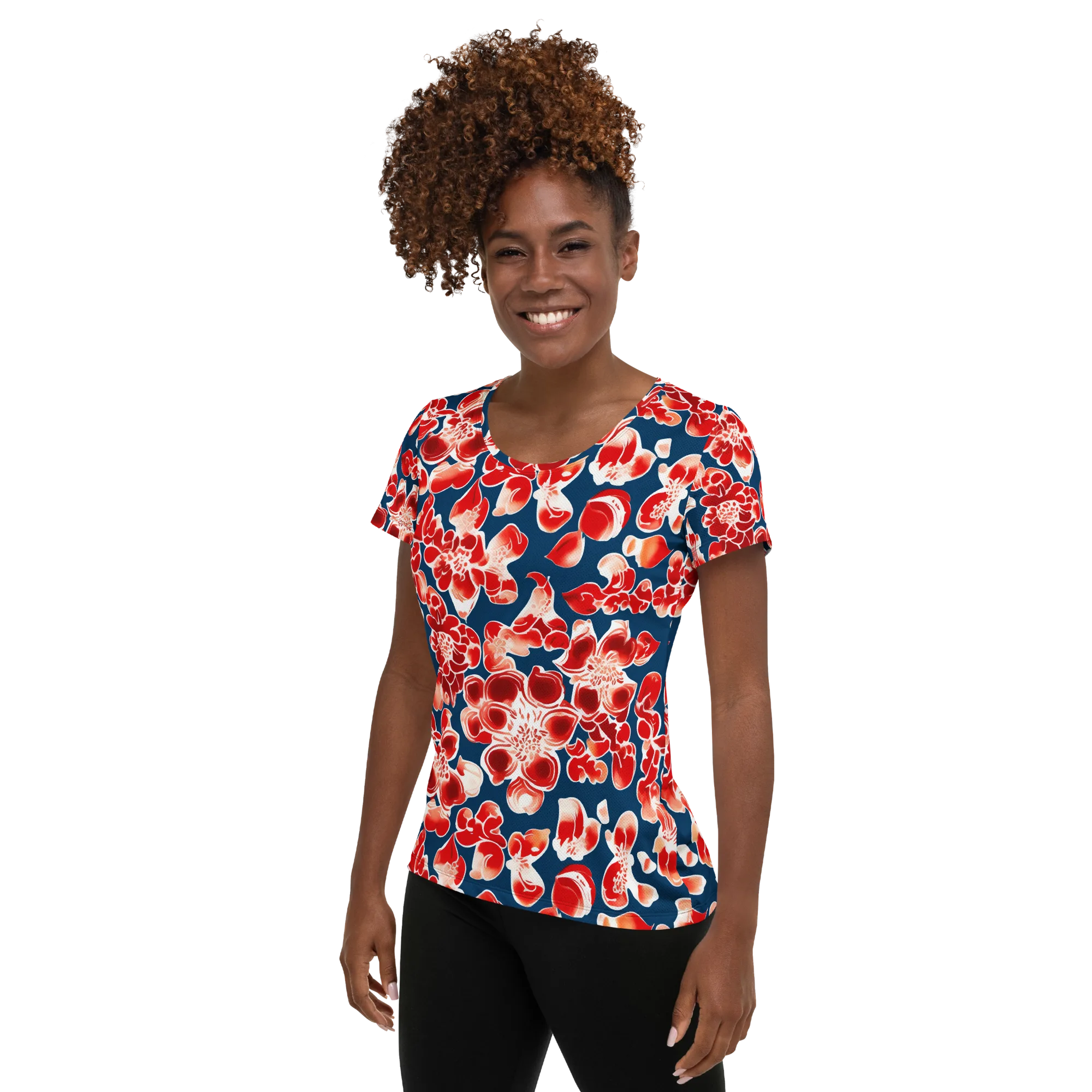 Crimson Midnight on Women's Athletic T-Shirt — Left