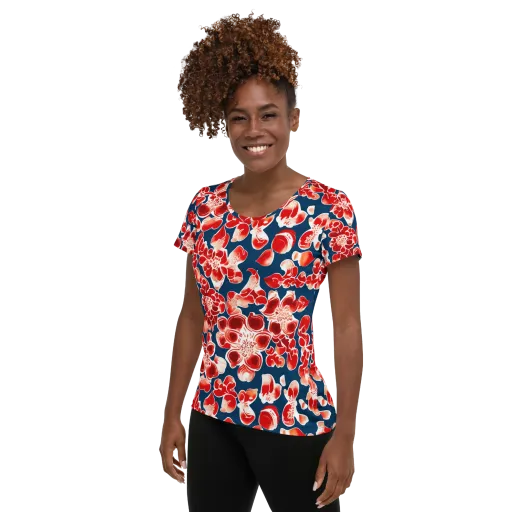 Crimson Midnight on a Women's Athletic T-Shirt
