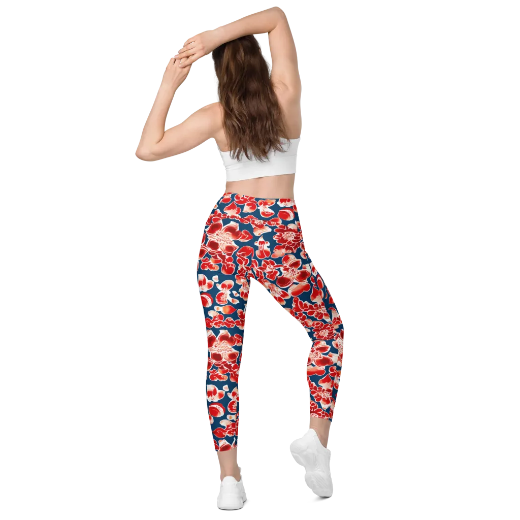 Crimson Midnight on Leggings with Pockets — Back