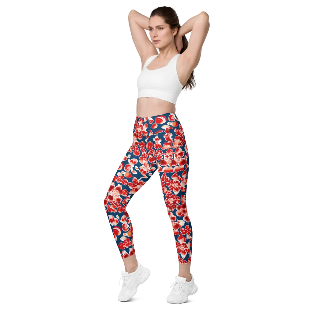 Crimson Midnight on Leggings with Pockets — Left Front