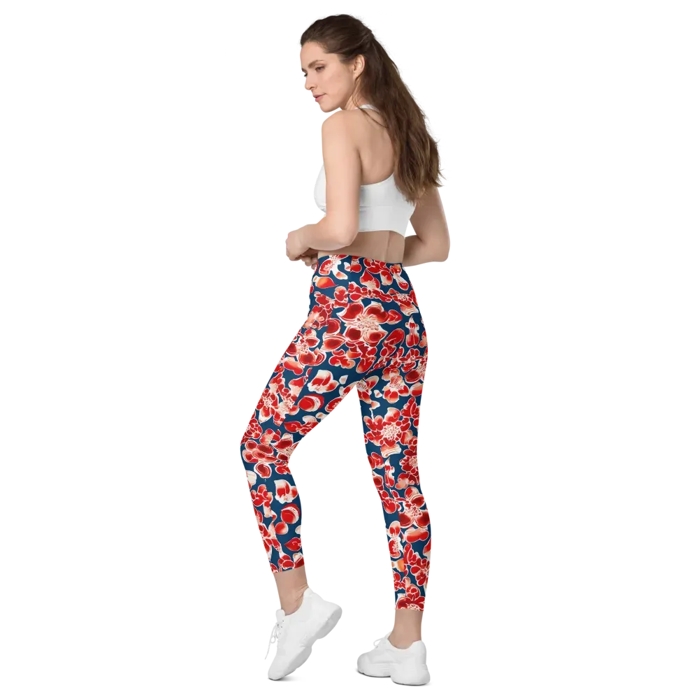 Crimson Midnight on Leggings with Pockets — Left Back
