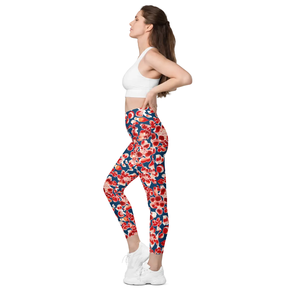 Crimson Midnight on Leggings with Pockets — Left