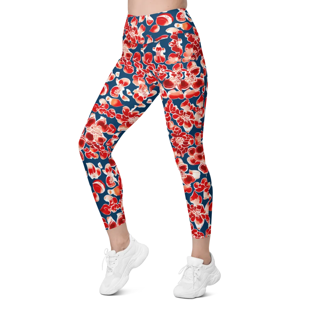 Crimson Midnight on Leggings with Pockets — Left Front