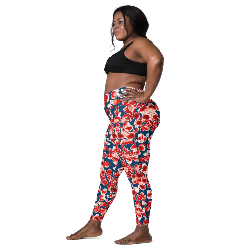 Crimson Midnight on Leggings with Pockets — Left