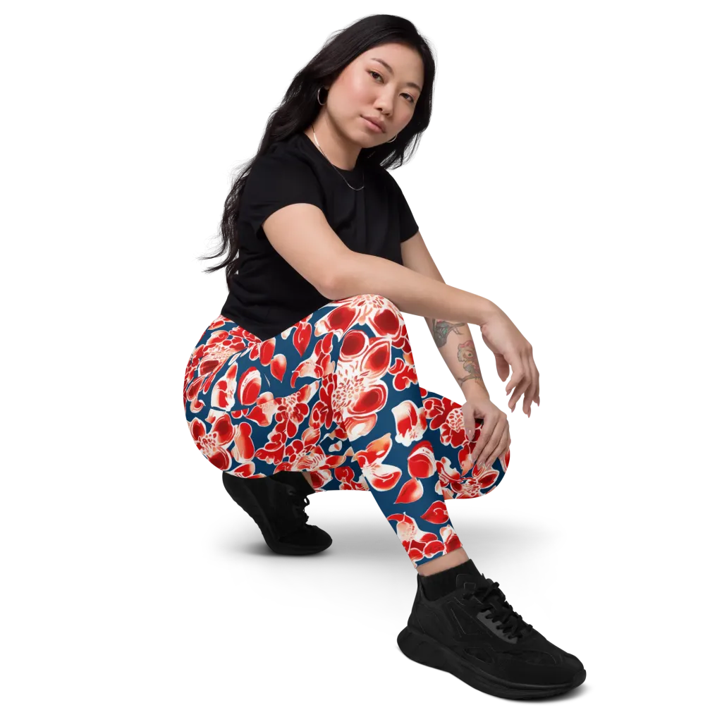 Crimson Midnight on Leggings with Pockets — Right Front