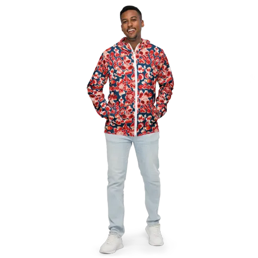 Crimson Midnight on a Men's Windbreaker