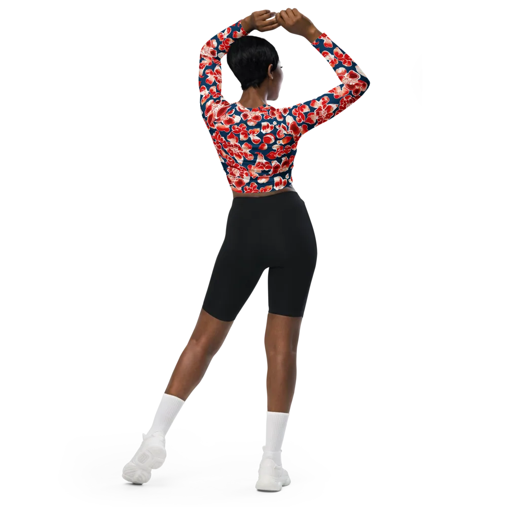 Crimson Midnight on Long Sleeve Crop Top — Back