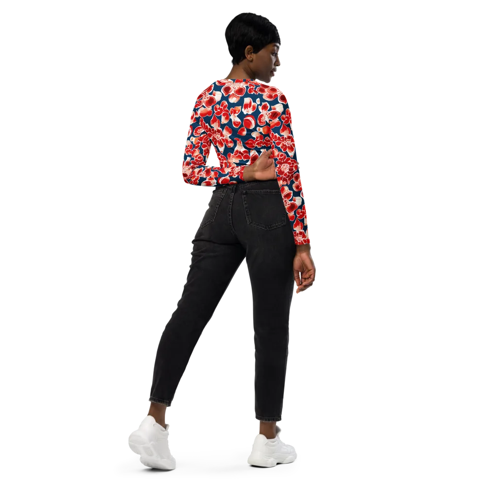 Crimson Midnight on Long Sleeve Crop Top — Right Back