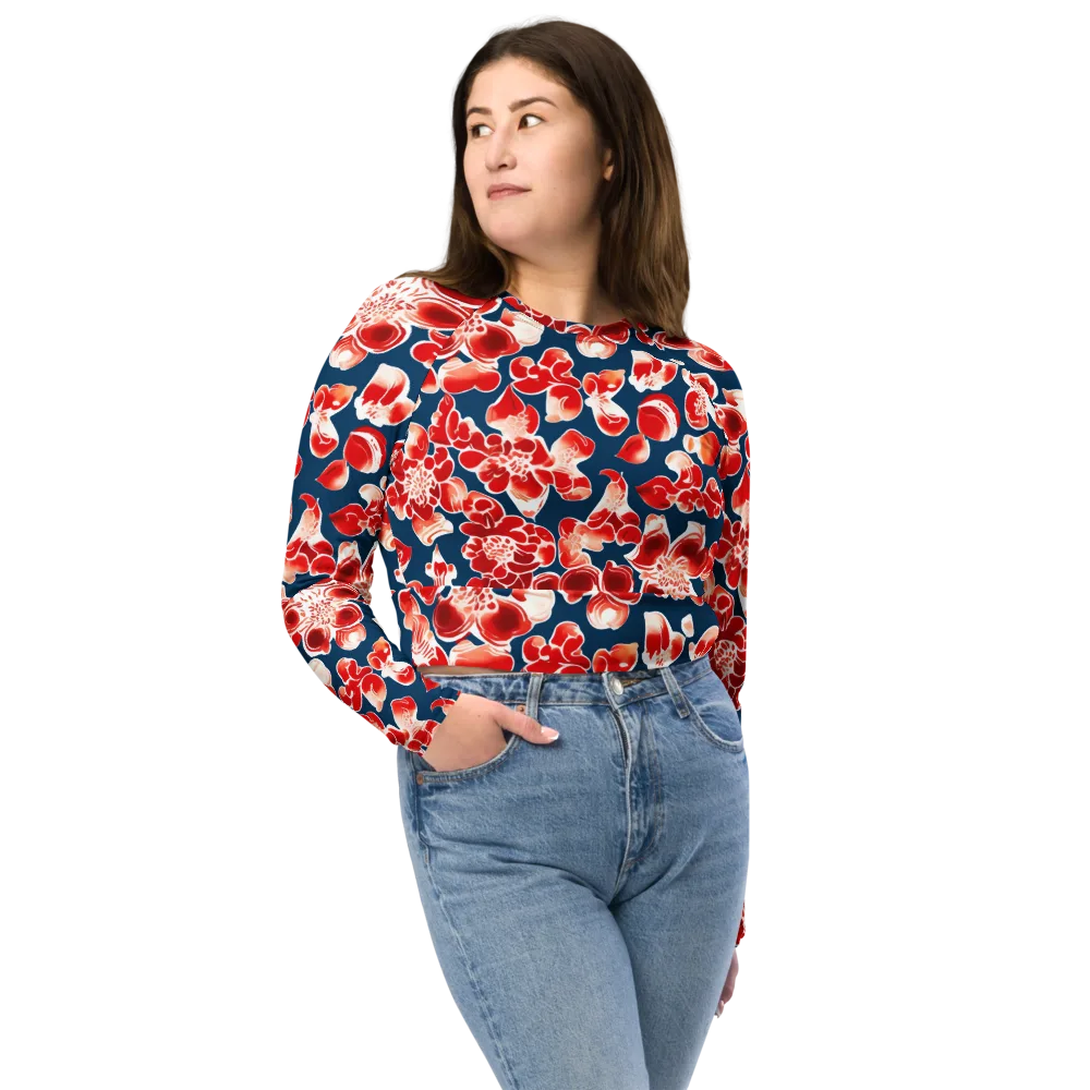Crimson Midnight on Long Sleeve Crop Top — Front