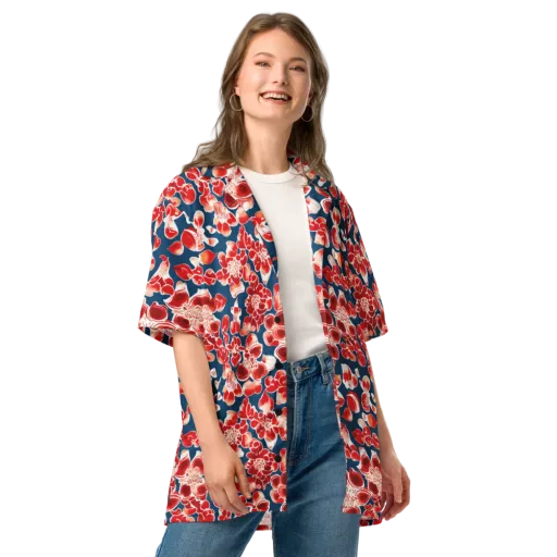 Crimson Midnight on a Button Shirt