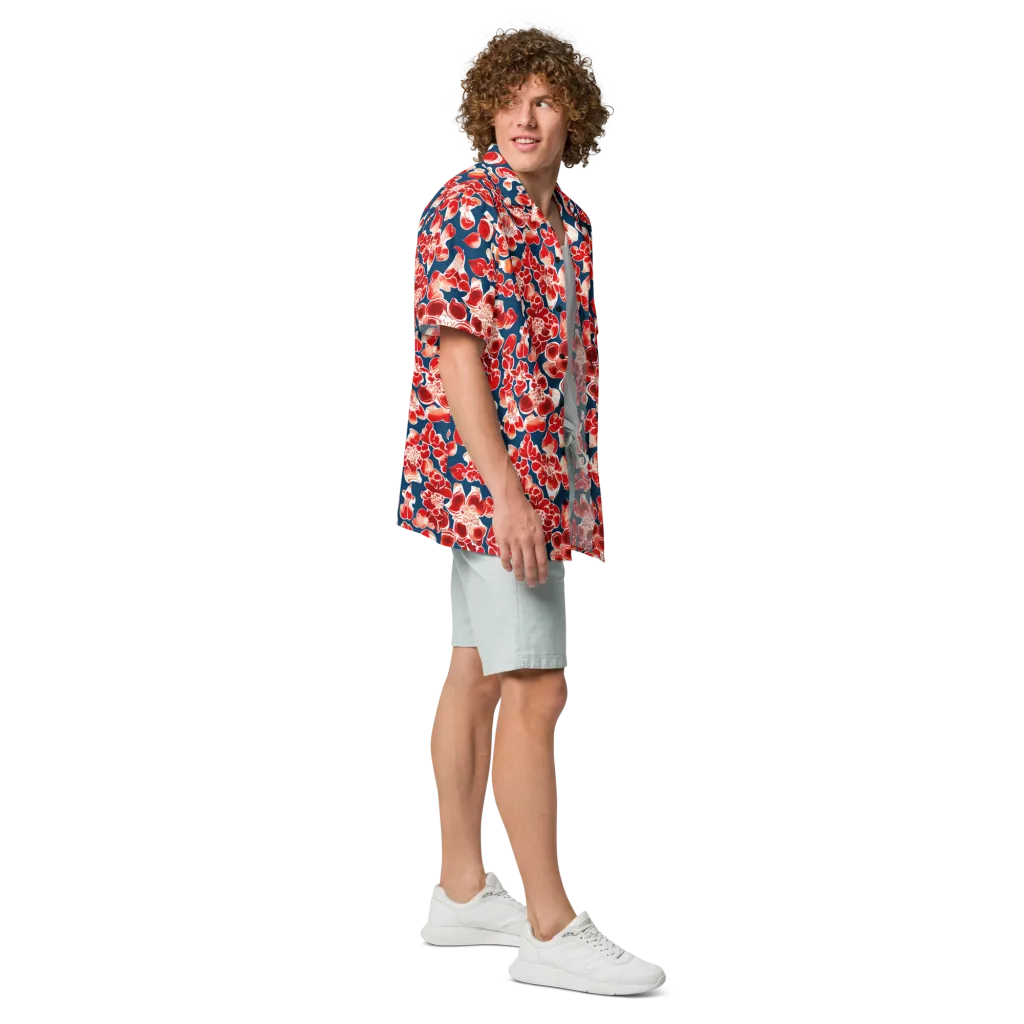 Crimson Midnight on Button Shirt — Right
