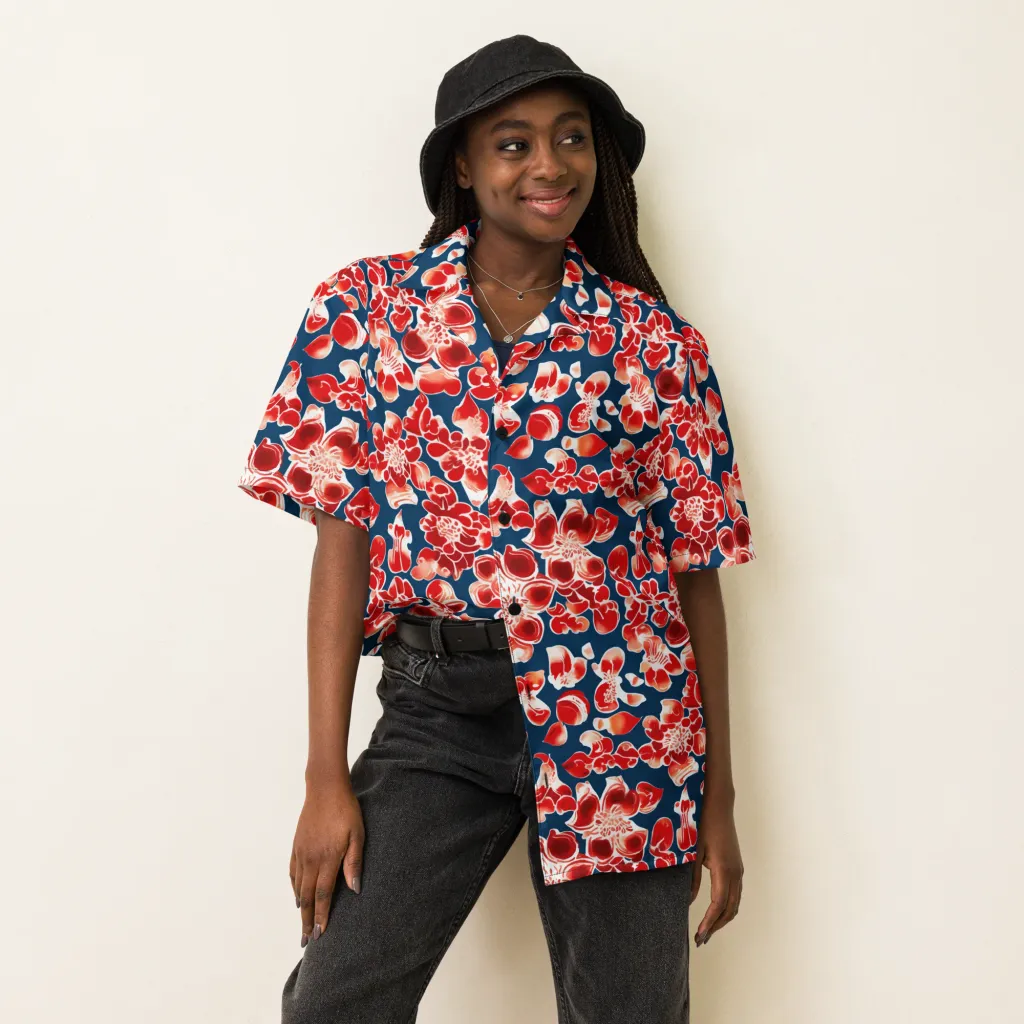 Crimson Midnight on Button Shirt — Front