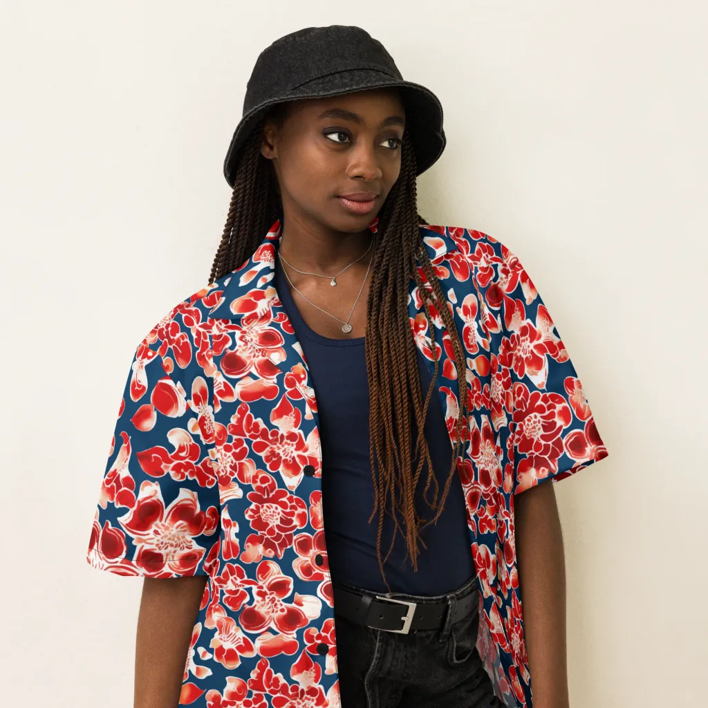 Crimson Midnight on Button Shirt — Right Front