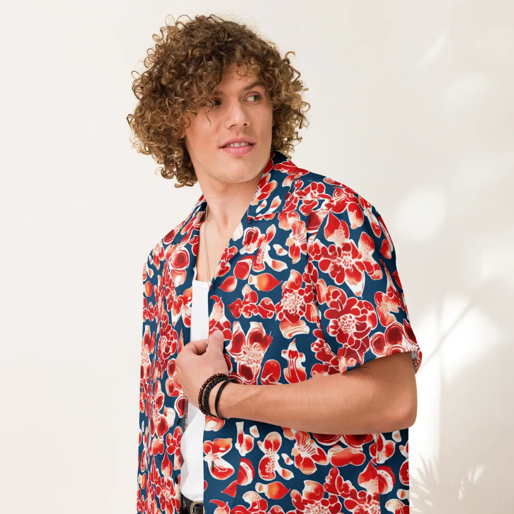 Crimson Midnight on Button Shirt — Front