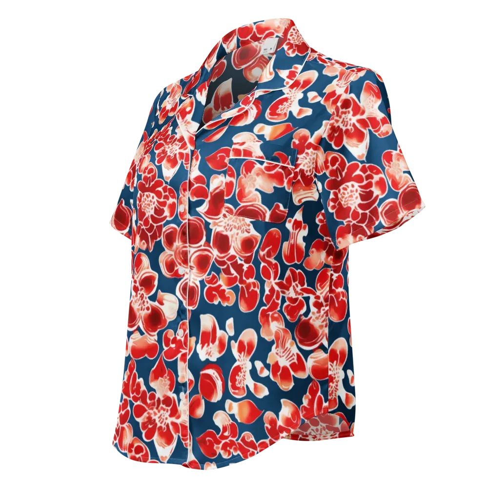 Crimson Midnight on Women's Short Sleeve Pajama Top — Left Front