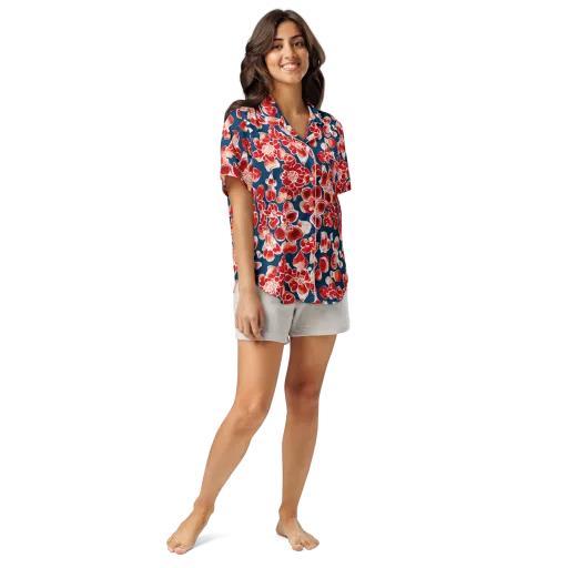 Crimson Midnight on a Women's Short Sleeve Pajama Top