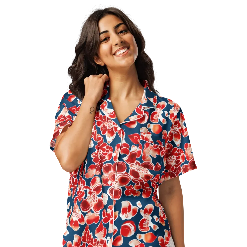 Crimson Midnight on Women's Short Sleeve Pajama Top — Front