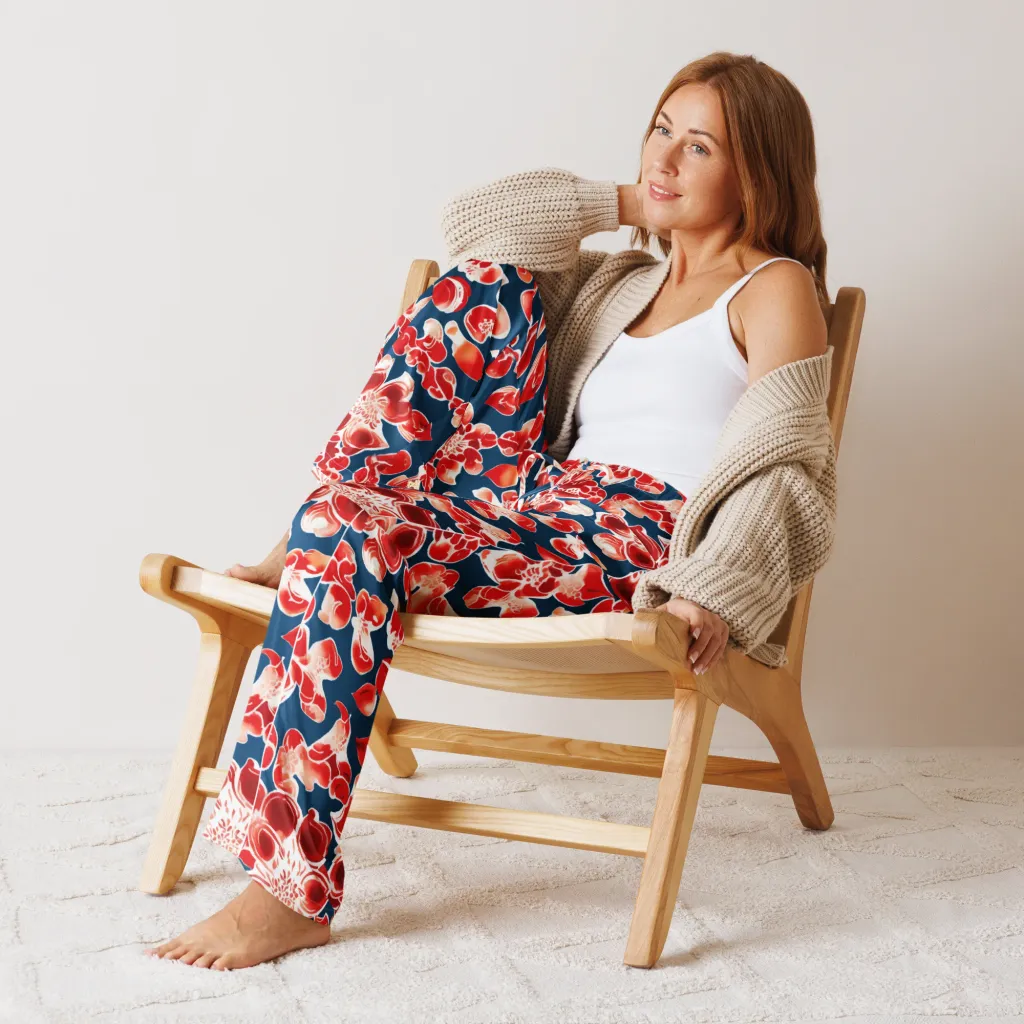 Crimson Midnight on Women's Pajama Pants — Front