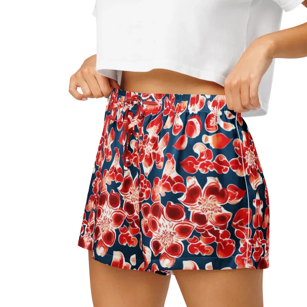 Crimson Midnight on Women's Pajama Shorts — Left