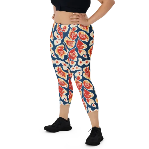 Navy Bloom on a Capri Leggings