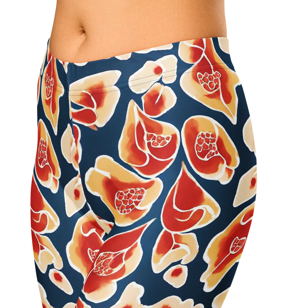 Navy Bloom on Capri Leggings — Zoomed-in