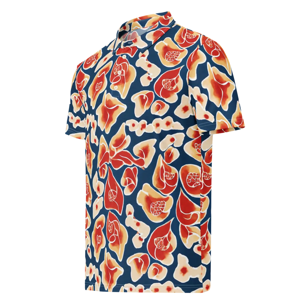 Navy Bloom on Men's Slim Fit Polo Shirt — Left Front