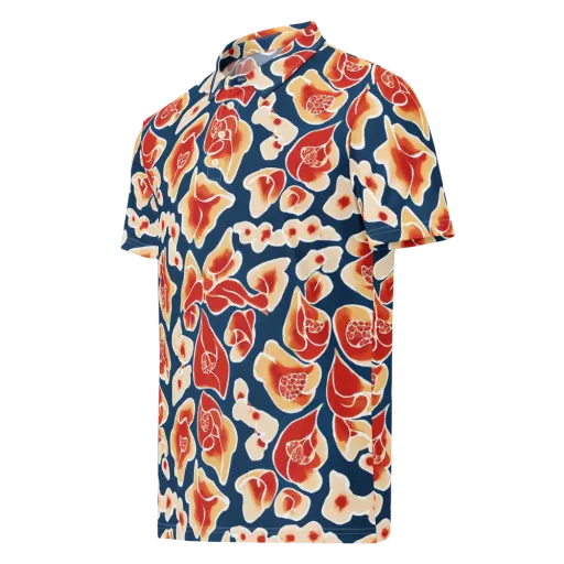 Navy Bloom on a Men's Slim Fit Polo Shirt