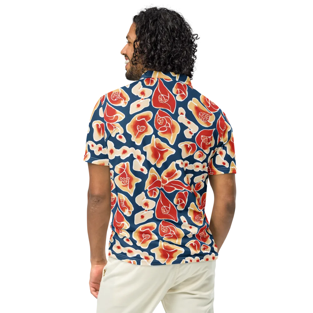 Navy Bloom on Men's Slim Fit Polo Shirt — Back
