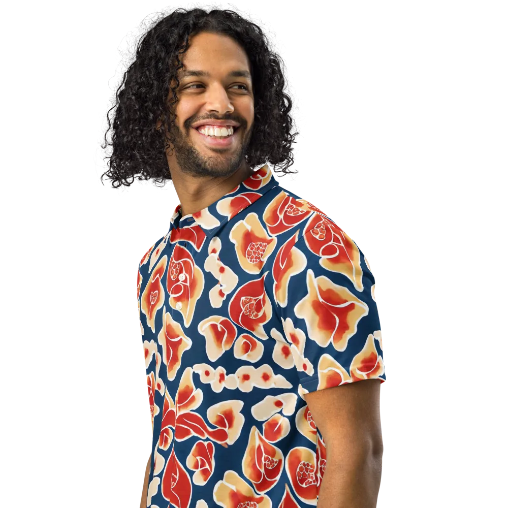 Navy Bloom on Men's Slim Fit Polo Shirt — Left Front