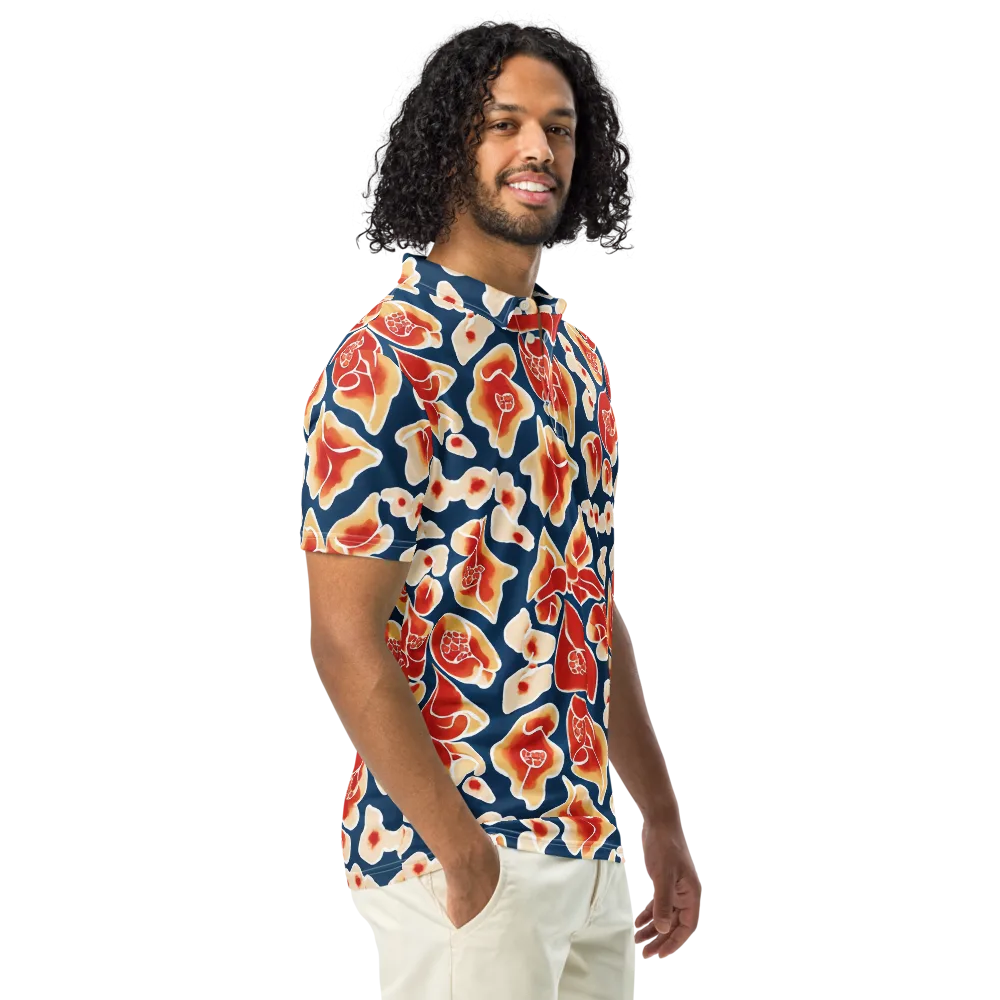 Navy Bloom on Men's Slim Fit Polo Shirt — Right Front