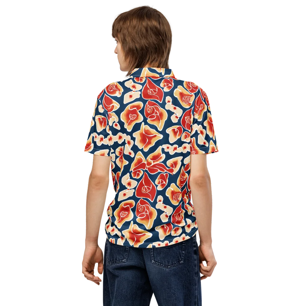 Navy Bloom on Men's Slim Fit Polo Shirt — Back