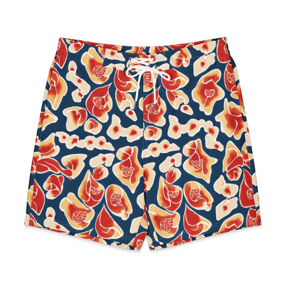 Navy Bloom on Men's Board Shorts — Front