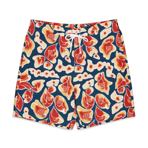 Navy Bloom on a Men's Board Shorts