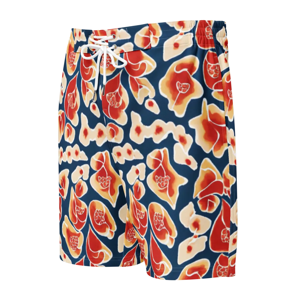 Navy Bloom on Men's Board Shorts — Front