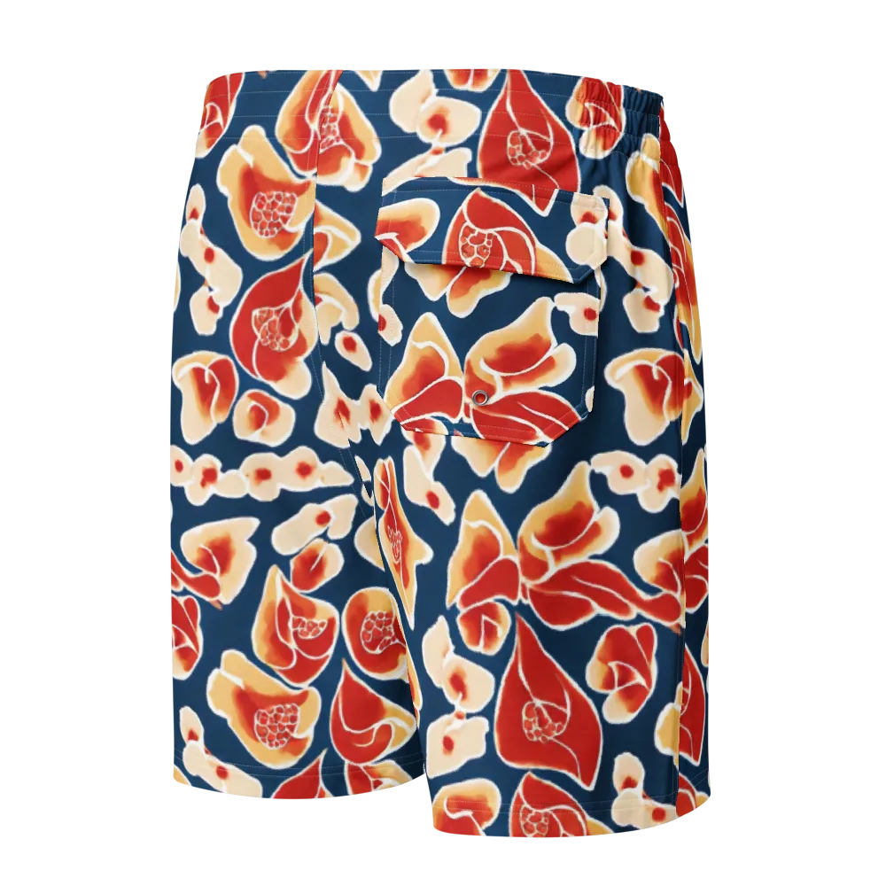 Navy Bloom on Men's Board Shorts — Back