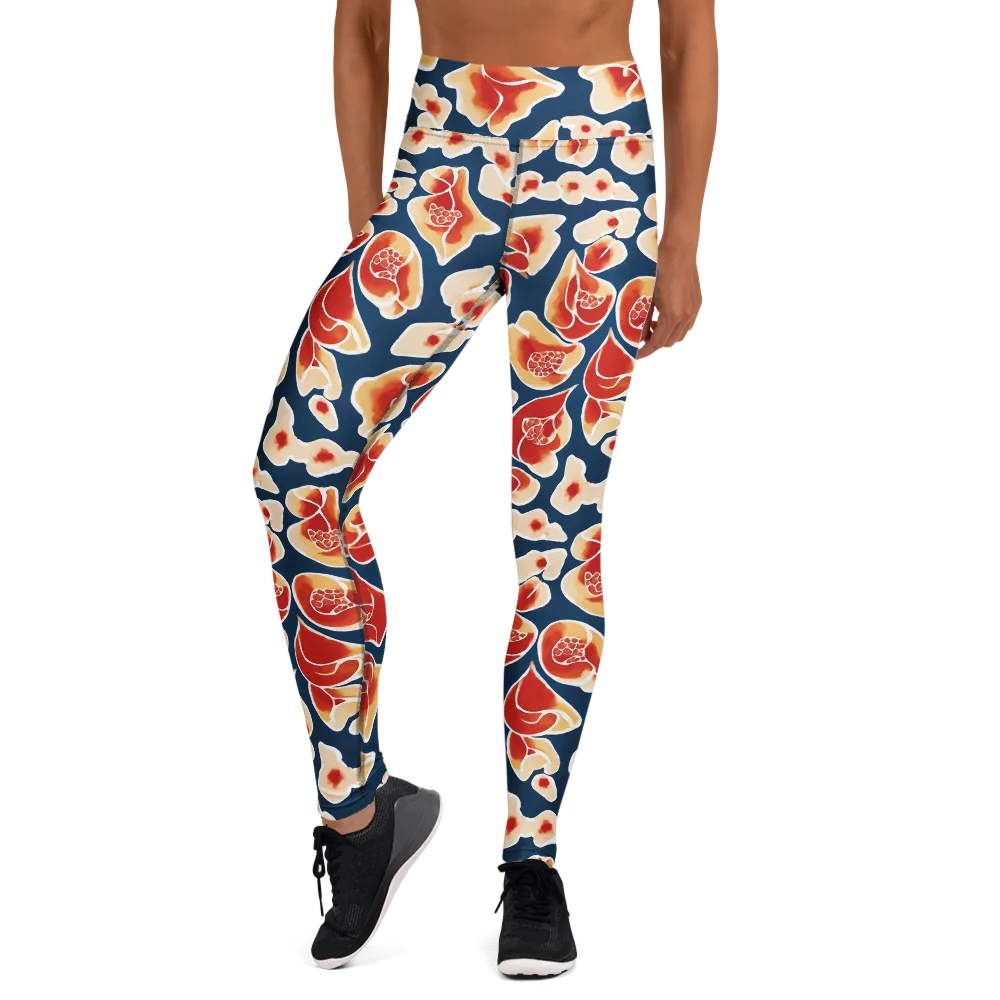 Navy Bloom on Yoga Leggings — Front