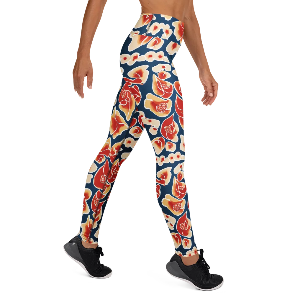 Navy Bloom on Yoga Leggings — Right