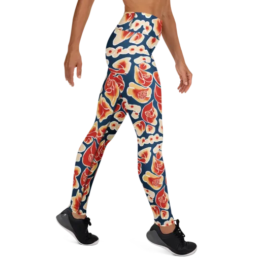Navy Bloom on a Yoga Leggings