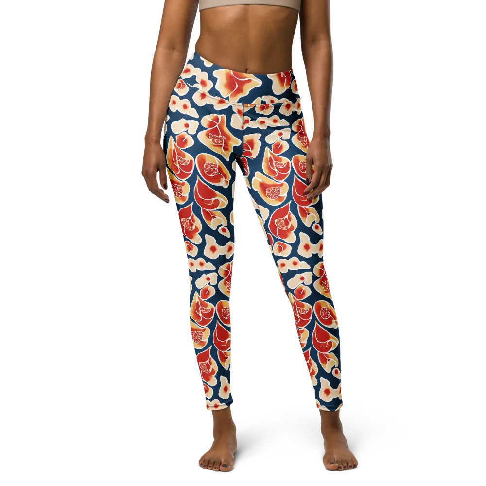 Navy Bloom on Yoga Leggings — Front