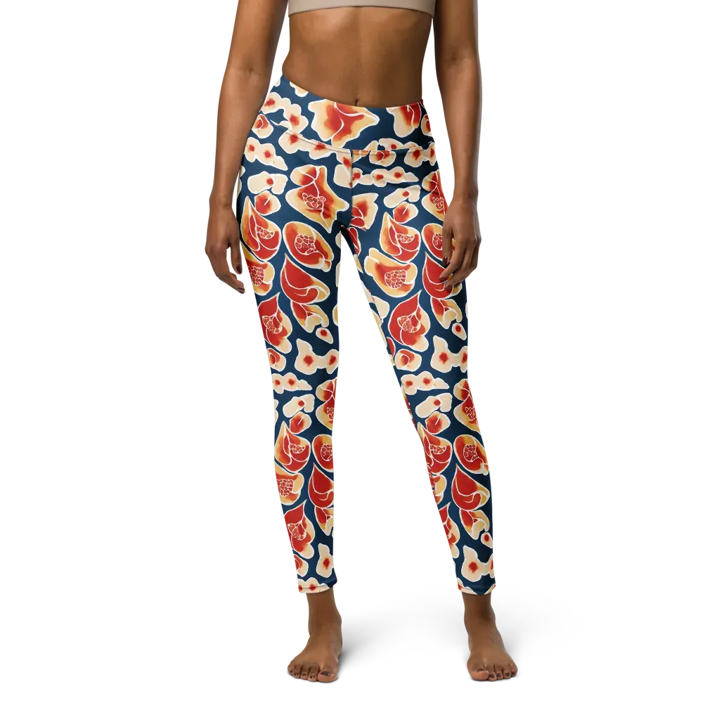 Navy Bloom on Yoga Leggings — Front