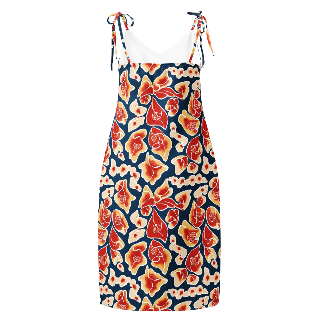 Navy Bloom on Slip Dress — Back