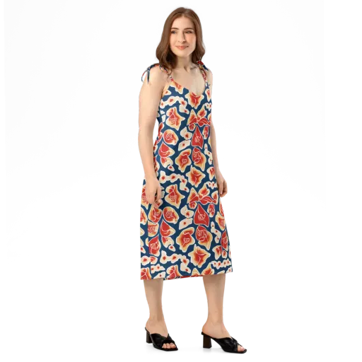 Navy Bloom on a Slip Dress