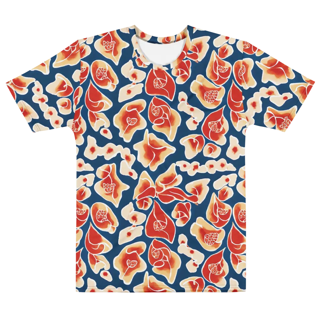Navy Bloom on Men's Cotton Crew Neck T-Shirt — Front