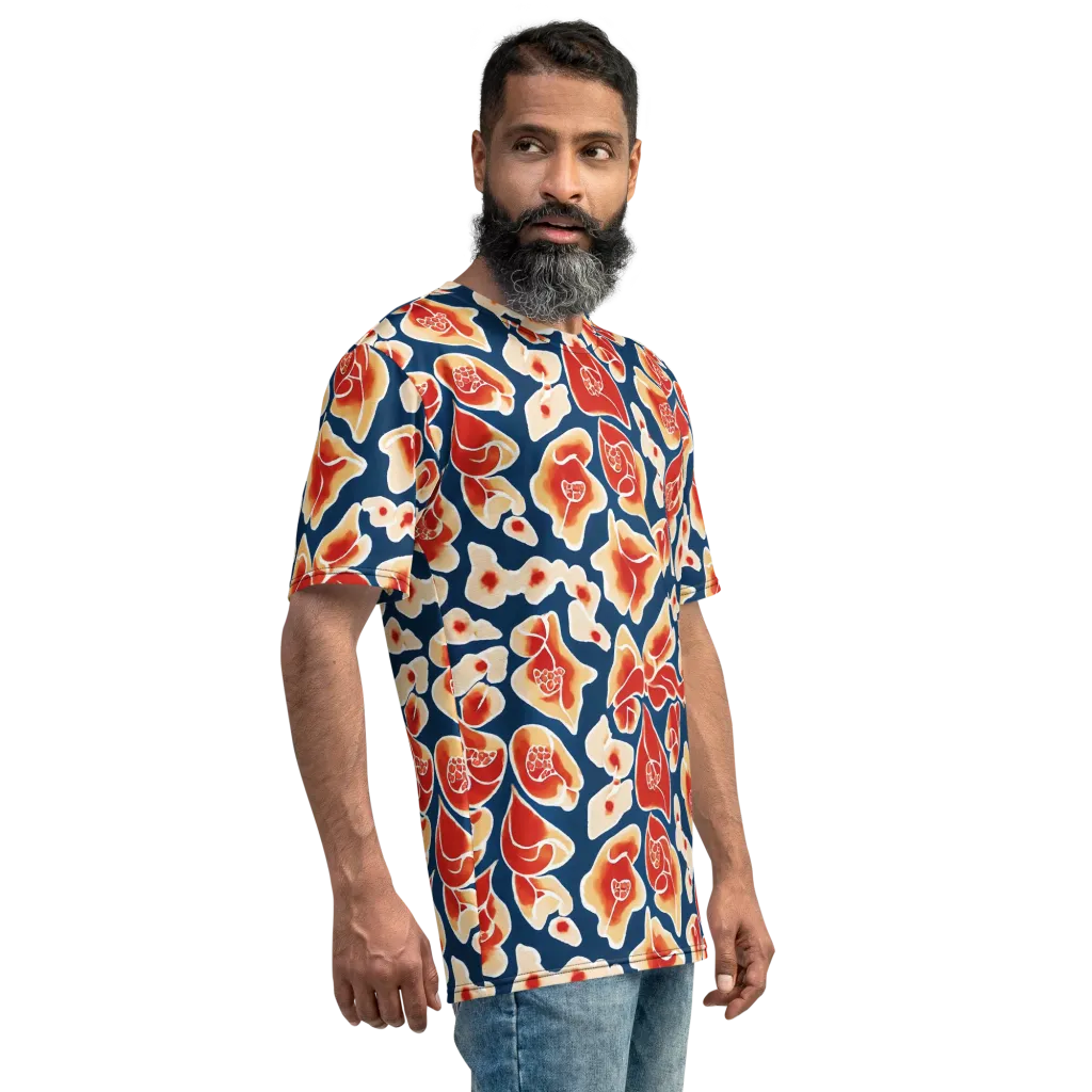 Navy Bloom on Men's Crew Neck T-Shirt — Right